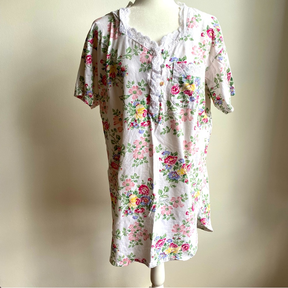 4/$20 VTG Earth Angels 100% Cotton Short Sleeve Nightgown Night Shirt